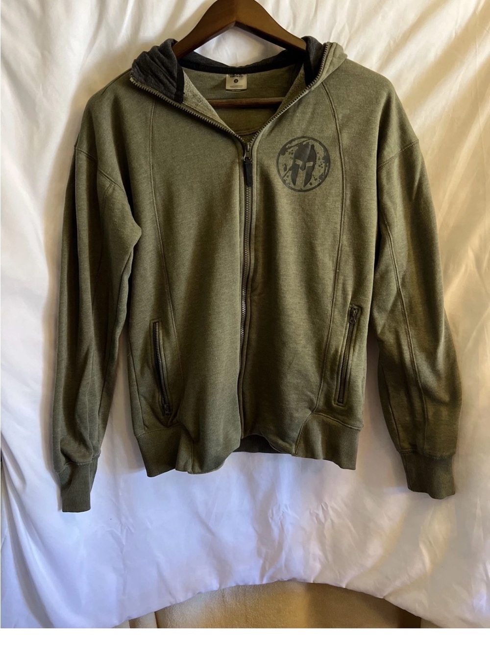 Craft Men's Small Olive Zip-Up Hoodie with Subtle Chest Emblem